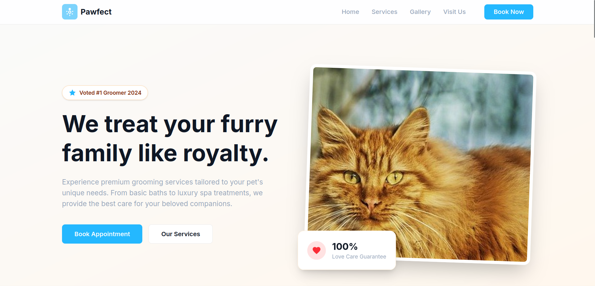 Screenshot of Pet Grooming Website